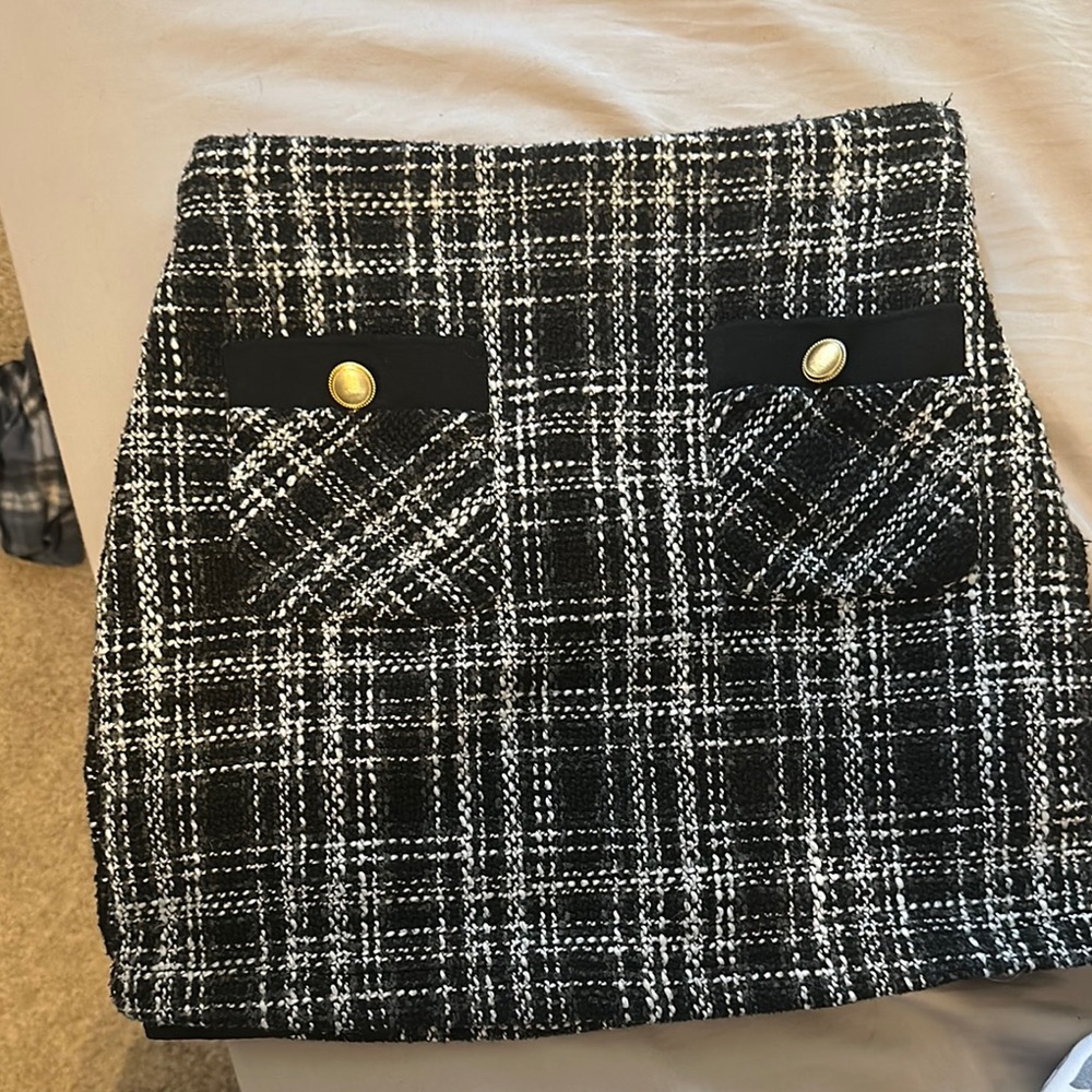 Forever 21 Black and White Mini Skirt for Work